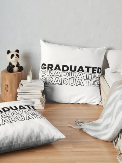 Graduated Graduated Graduated In Black Throw Pillow Official Graduation Merch