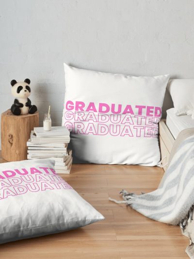 Graduated Graduated Graduated In Pink Throw Pillow Official Graduation Merch