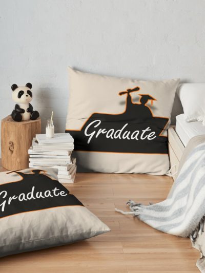 Graduated Virtually Cap And Gown Throw Pillow Official Graduation Merch