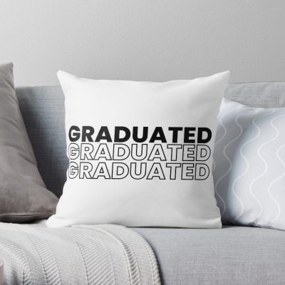 Graduated Graduated Graduated In Black Throw Pillow Official Graduation Merch