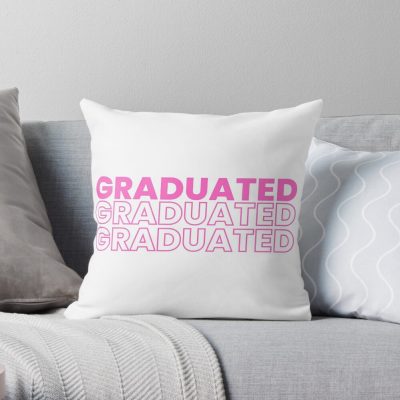 Graduated Graduated Graduated In Pink Throw Pillow Official Graduation Merch