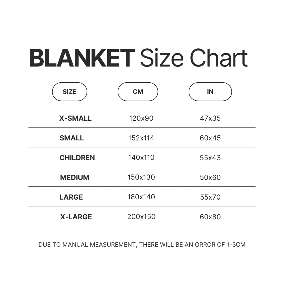 Blanket Size Chart - Graduation Gifts