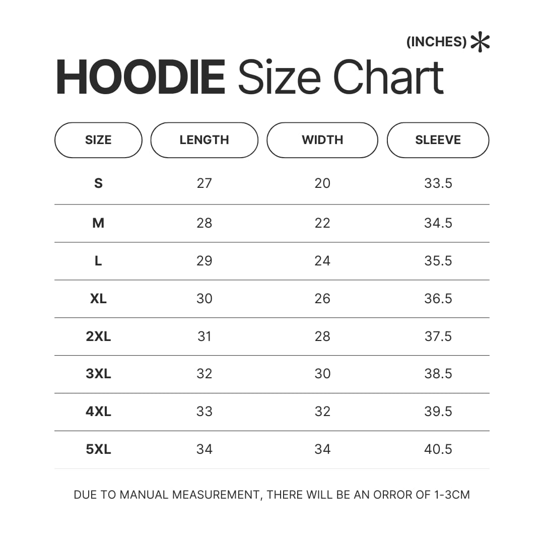 Hoodie Size Chart - Graduation Gifts