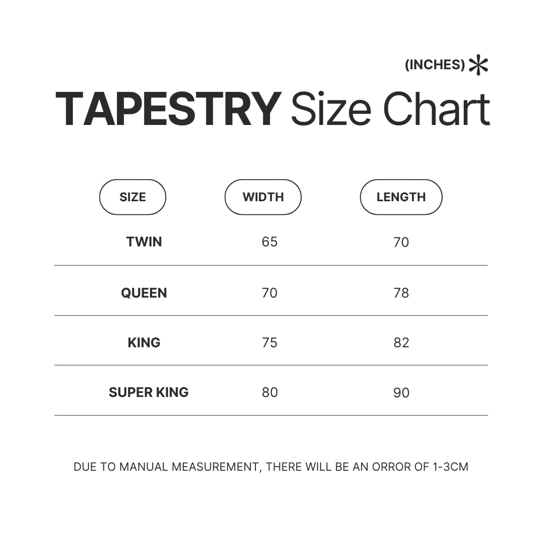 Tapestry Size Chart - Graduation Gifts