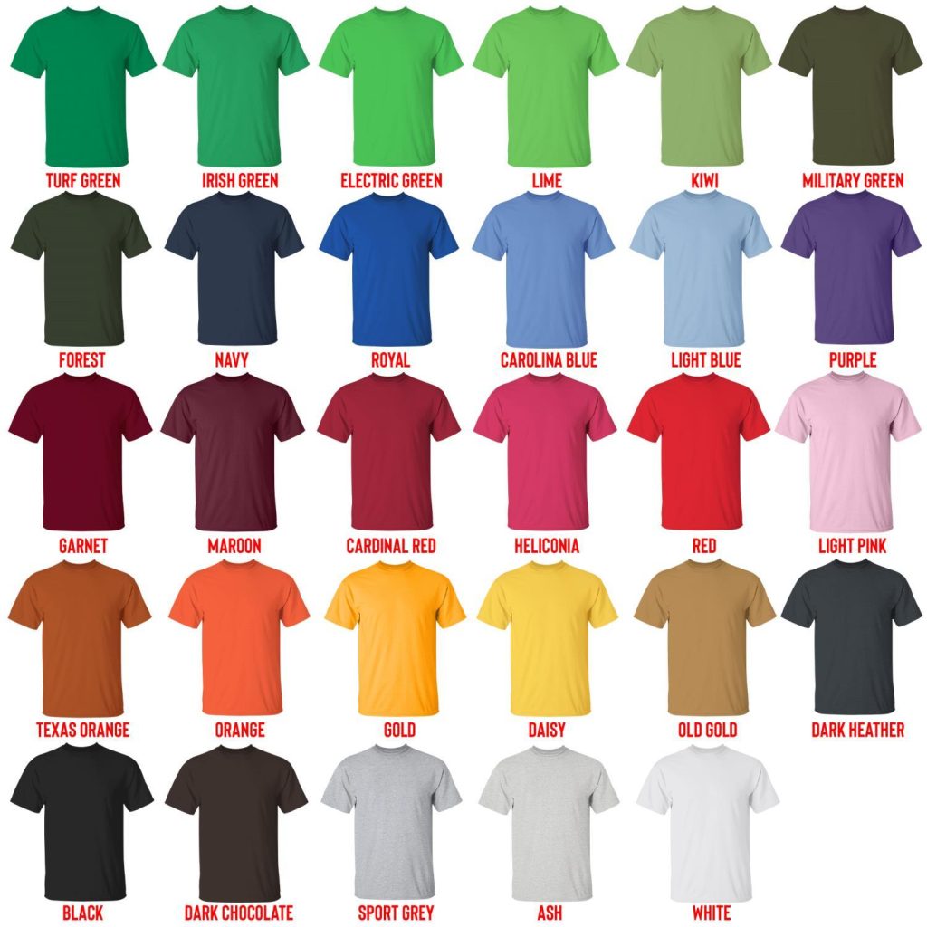 t shirt color chart 1 - Graduation Gifts