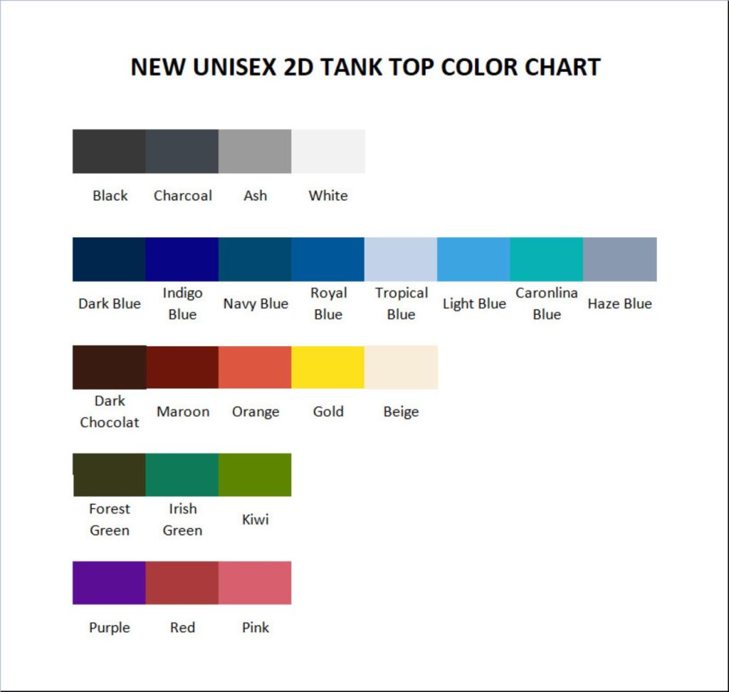 tank top color chart 1 - Graduation Gifts