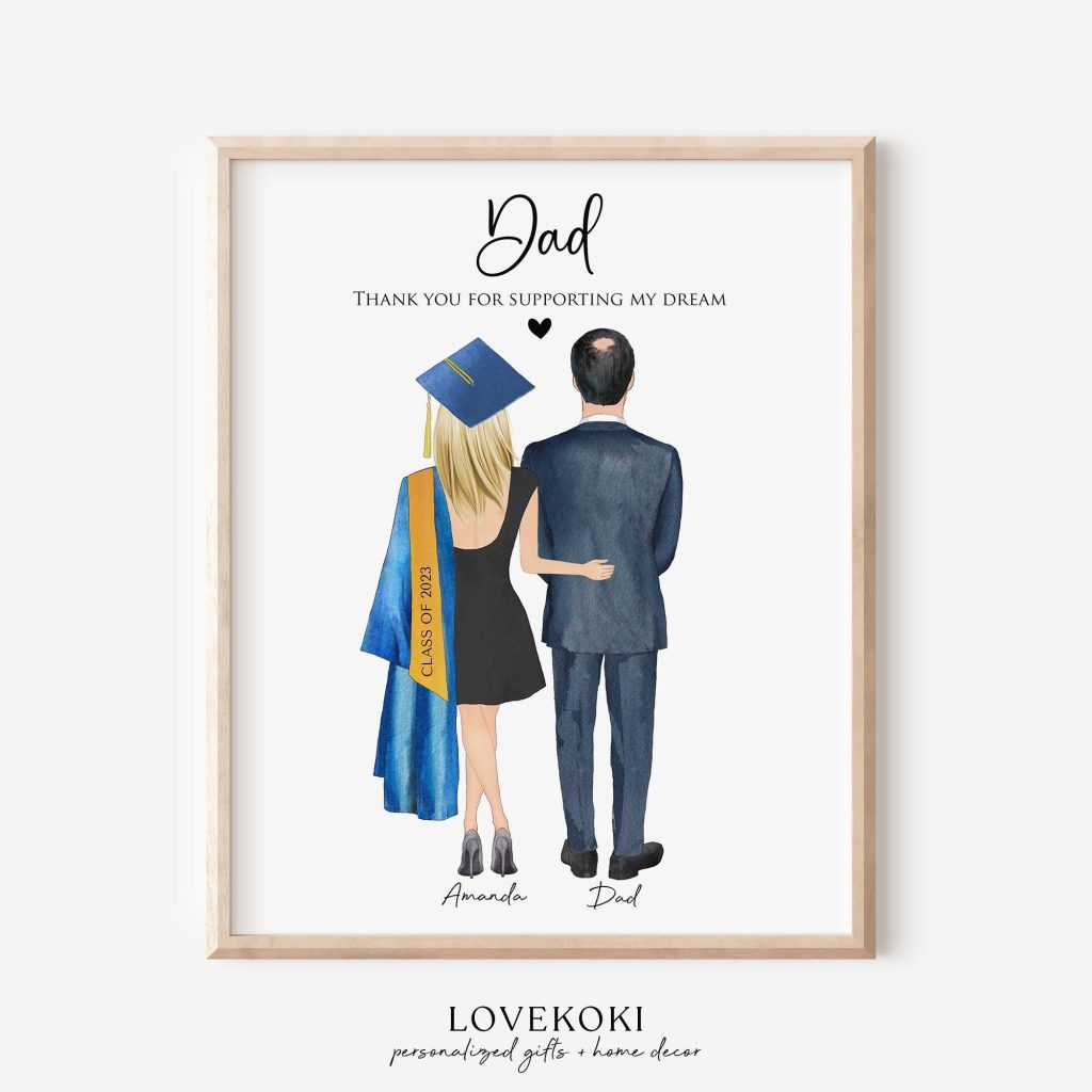 Personalized Graduate Girl Daughter with Dad Poster