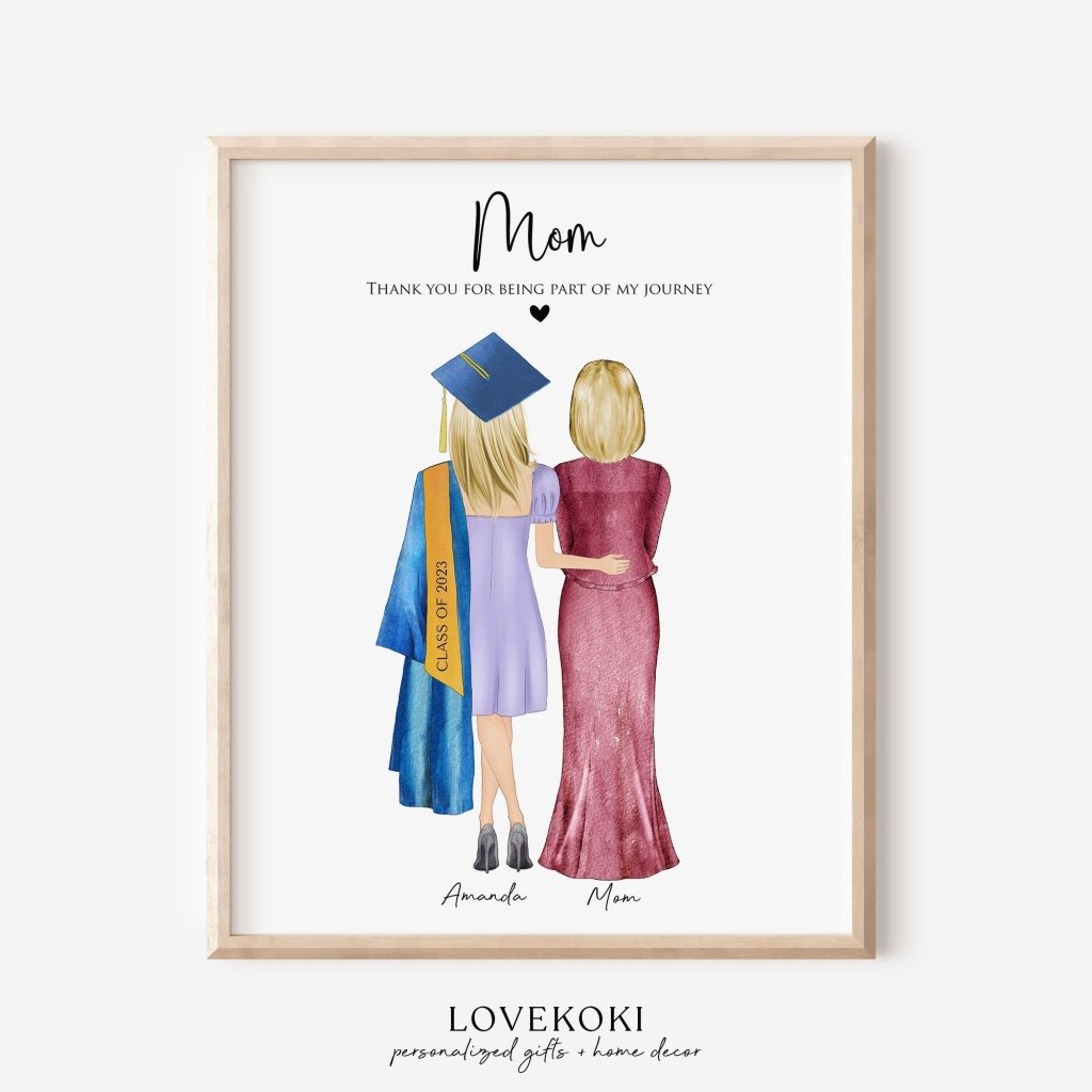 Personalized Graduate Girl Daughter with Mom Poster